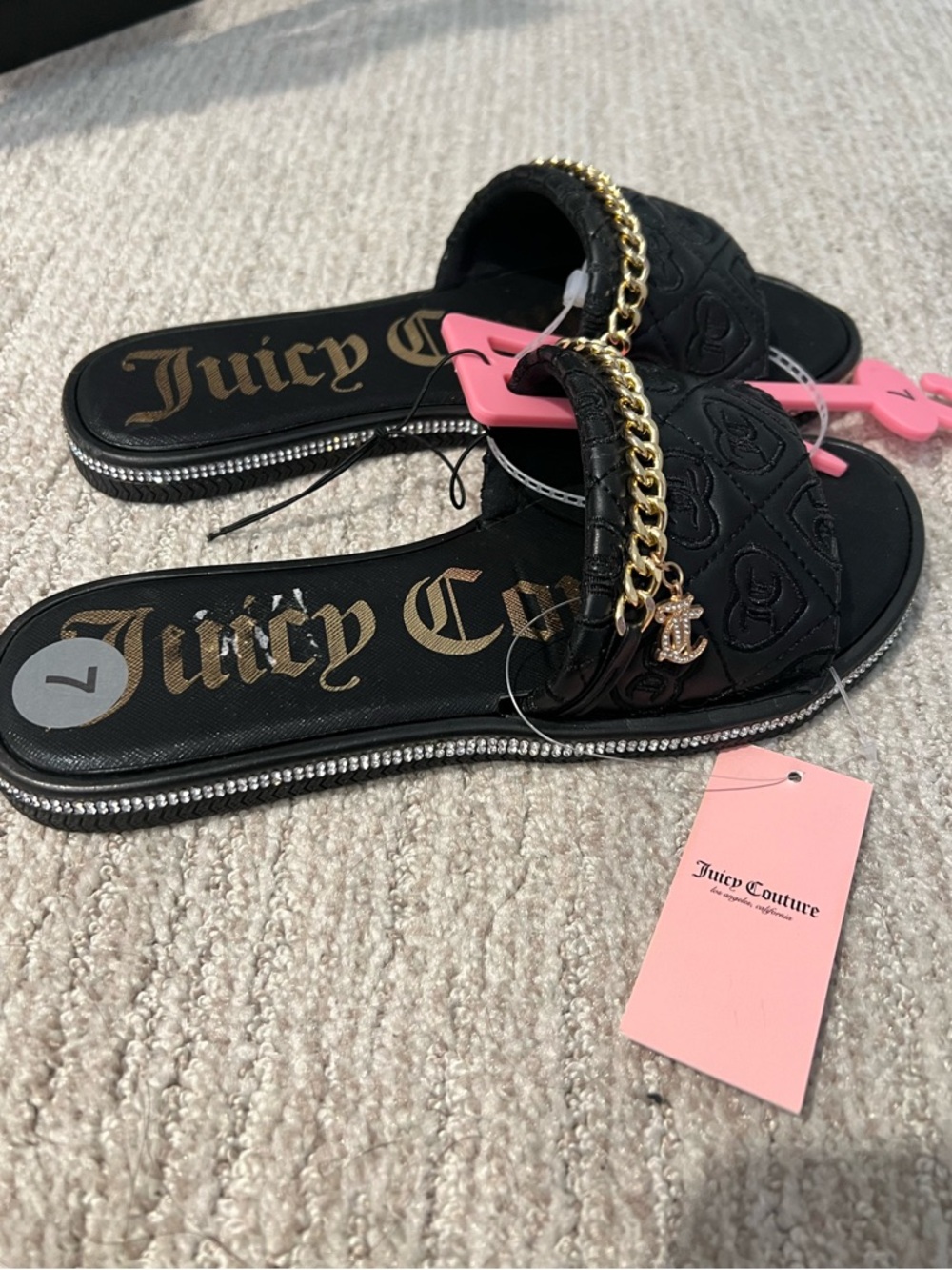NWT Juicy Couture Women’s Sandals With Gold Chain & Charms